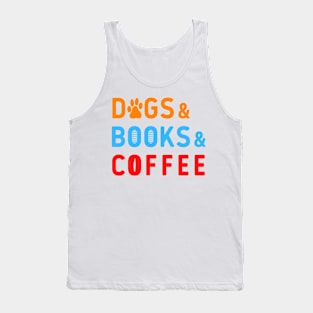 Dogs books coffee colorful tex white tee Tank Top